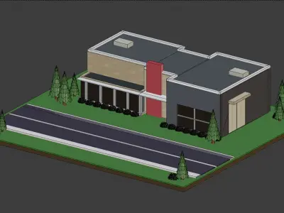 bulding store full set Low-poly 3D model