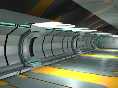 sci fi corridor 3D model 14