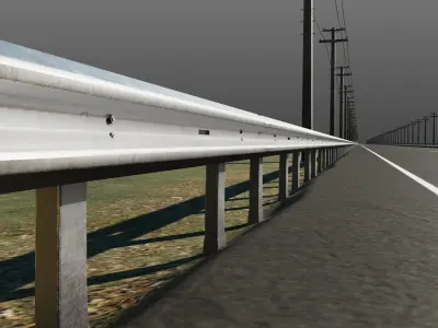 Highway with telephone poles and power lines 3D model