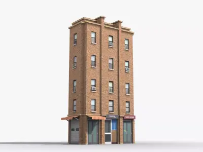 Apartment Building x18 Low-poly 3D model