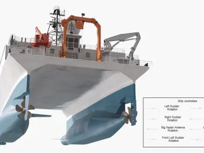  Oceanographic Research Vessel Rigged 