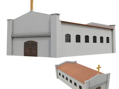 Church Scene Collection Objects many PBR Options Low-poly 3D model