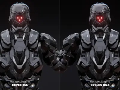 Sci-Fi Robotic Character Low-poly 3D model