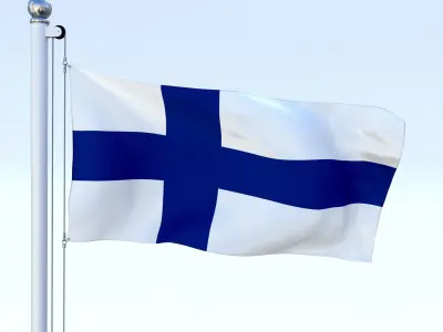 Animated Finland Flag Low-poly 3D model