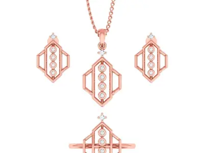 25 Light weight ring earrings pendant set 3dm stl 4 renders 3D Model Pack