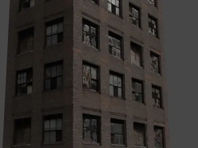 Low poly Realistic Building tall with windows 3D model