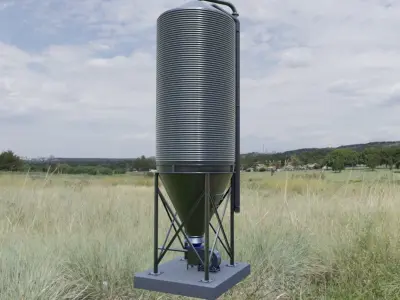 Corn Silo - Version 2 Aluminum Case - High-Poly 3D model