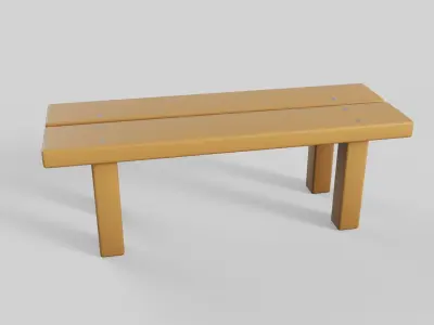 Cartoon Bench 1 Low-poly 3D model