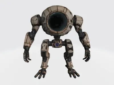 QuadraBot Pack - 4 Low Poly Sphere-Head Robots - Game-Ready Low-poly 3D model