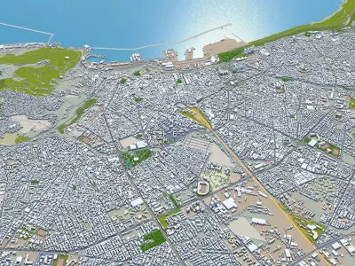 Oran City Algeria 30km Low-poly 3D model
