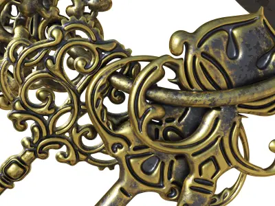 Vintage key chain 3D model