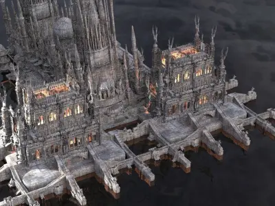 Dark Lord Medieval Stone mansion extended 3D model