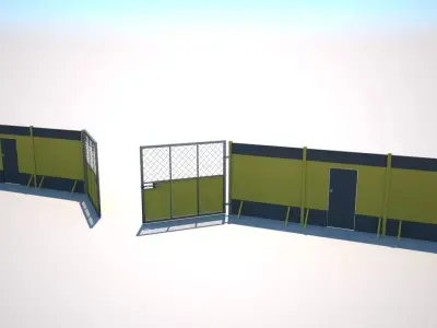 Hoarding Set Construction Site Segregation Low-poly 3D model