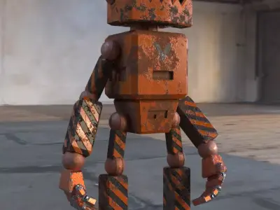 Rusty Worker Bot - Retro Stylized Robot Character  Low-poly 3D model