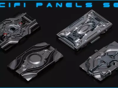 4 SciFi Panels set 3D model
