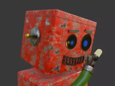 Rusty GlowBot The Cheerful Trash Collector Low-poly 3D model
