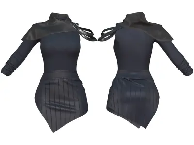 Cyberpunk Futuristic Modern Mini Dress Outfit Low-poly 3D model
