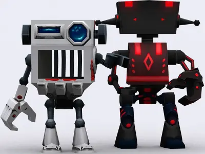 3DRT-Chibii Robots Low-poly 3D model