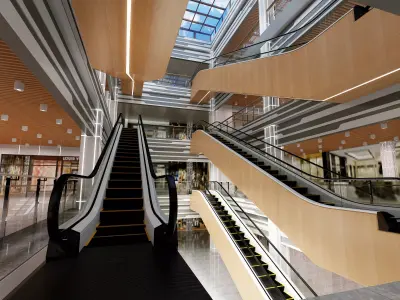 Shopping Mall interior Low-poly 3D model