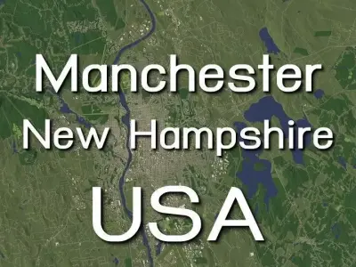 Manchester New Hampshire USA in 20 km x 20 km - city and urban 3D model