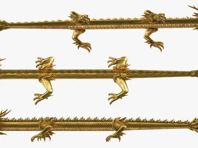  Golden Chinese Dragon Rigged for Maya 