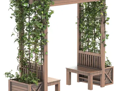 Wooden Garden Arbor 06 3D model