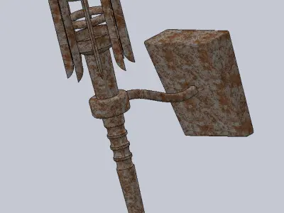 Medieval torch flambau castle  Low-poly 3D model