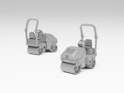 Road works pack - Aphalt roller kit and accessories H0 scale 3D print model