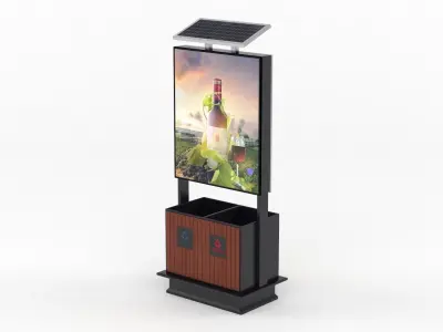 Outdoor Advertising Light Box with Trash Bin 3D model