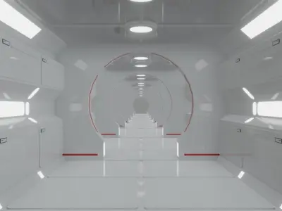 sci-fi corridor -Lab - 3D Model - game ready - Empty Low-poly 3D model