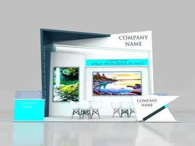 Booth Exhibition Stand Stall 6x6m Height 500 cm 3 Side Open 3D model purchase