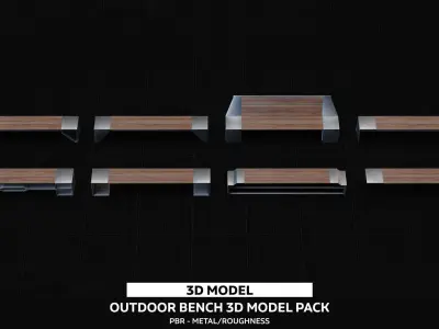 Outdoor Bench Kitbash Collection Low-poly 3D model