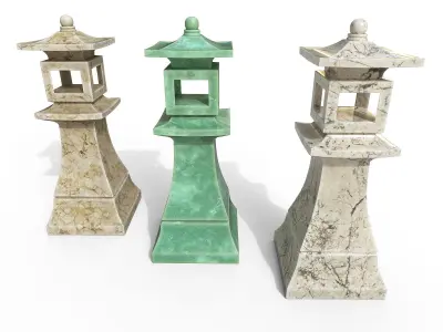Concrete stone lantern Low-poly 3D model