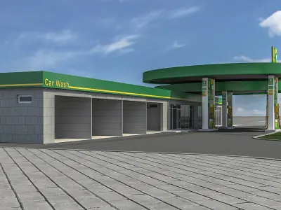 Gas Station 3D model  Low-poly 3D model