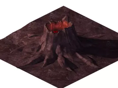 Game model - volcanic tree-like magma mouth 3D model
