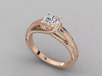 Women Light Weight Solitare Diamond Wedding Ring   21 3D print model