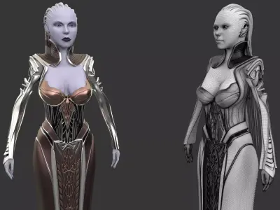 SCI-FI GIRL FANTASY Low-poly 3D model