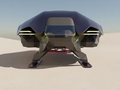 Organic industrial contrast spaceship 3D low poly scifi Low-poly Low-poly 3D model