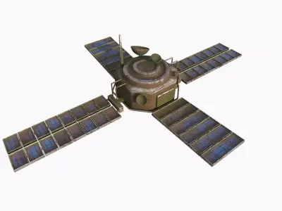 Satellite H11 Destroyed - SciFi Space Design Low-poly 3D model