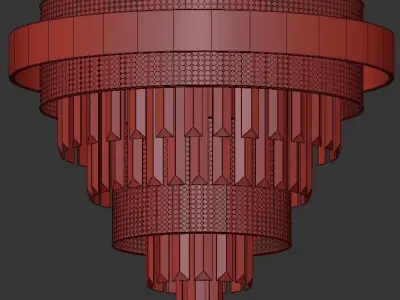 ALSING C edison light flush mount in gold with clear crystals 3D model