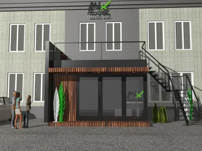 mini office with coffee shop Low-poly 3D model
