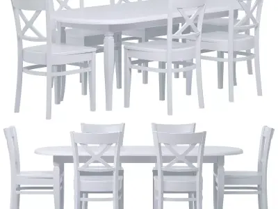 Table Shelton and Chair Mario Dining set 3D model