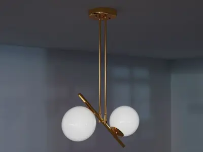 chandelier pendant light with two balls hanging from it 3D model