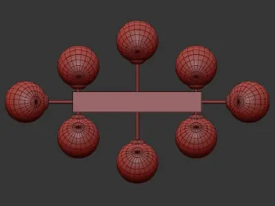 Smarano light glass pendant light - gold 3D model