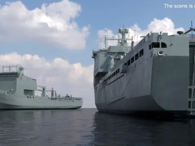  Combat Landing Vessel with Helicopter 