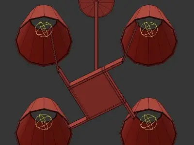 CORNICHE 4 four light chandelier with shades 3D model