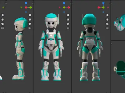 Scifi Android Girl Robot Character Rigged and Customizable Low-poly 3D model