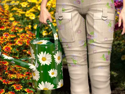  Elderly Woman Gardener with Watering Can Rigged 