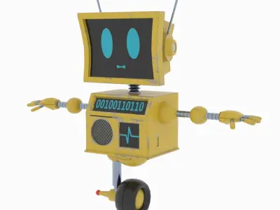 Cute Robot Low-poly 3D model 6