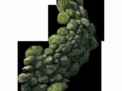 Mountain - moss - rocks 12 3D model